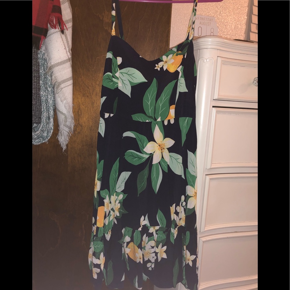 Navy floral spaghetti strap dress